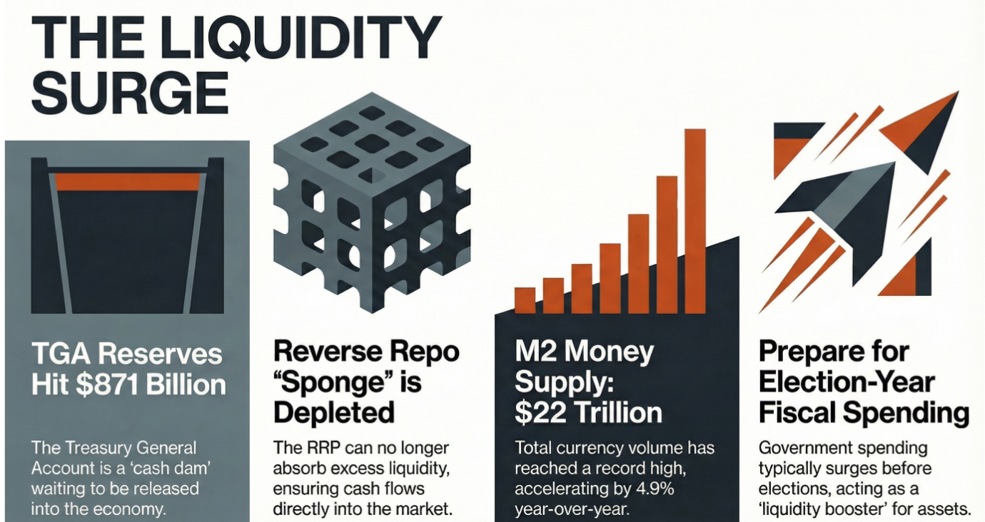 The Liquidity Reservoir: TGA, M2, and the Coming Market Flood